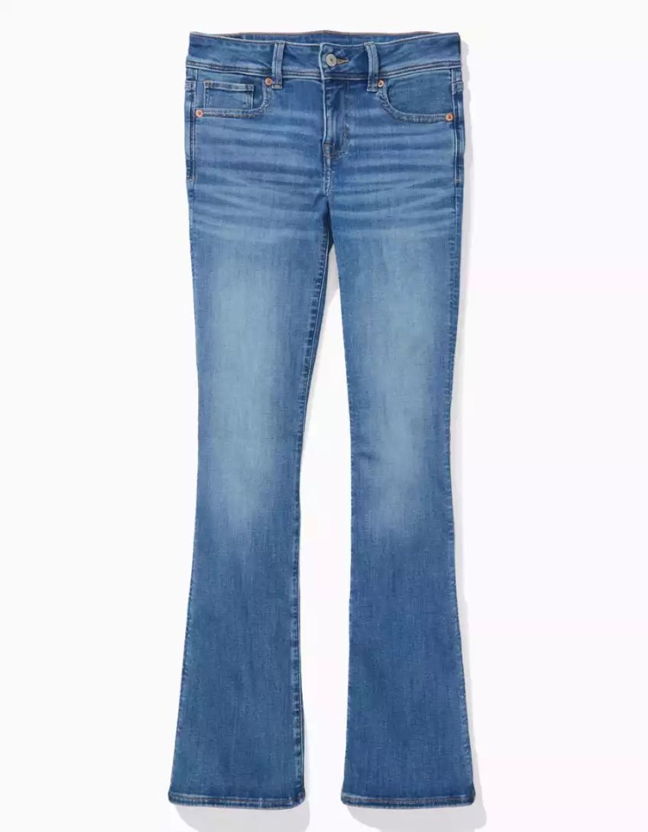 Jean American Eagle AE Ne(x)t Level Low-Rise Kick Bootcut Indigo Clair Femme | ZIA-30736601